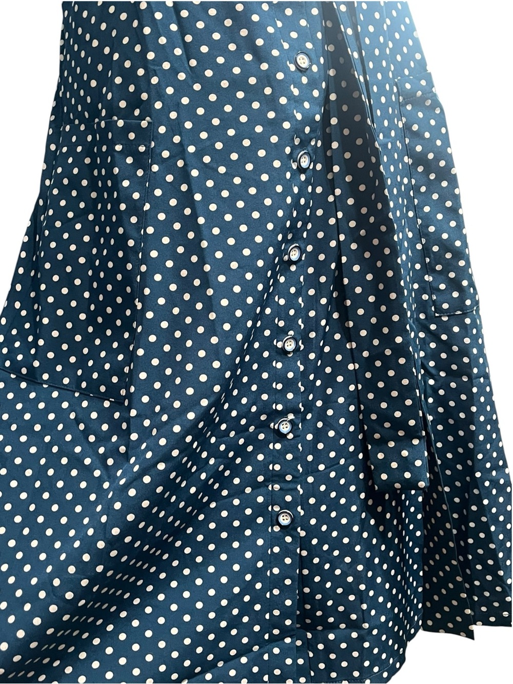NWOT Navy Blue and White Polka Dot Midi Dress with Flutter Sleeves / Medium - Picture 6 of 7